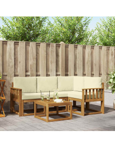 Set di divani da esterno con cuscino 5 pcs Naturale e Crema