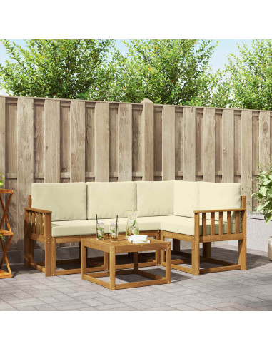 Set di divani da esterno con cuscino 5 pcs Naturale e Crema