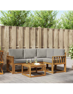Set di divani da esterno 5 pcs Grigio Naturale e Chiaro