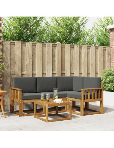 Set di divani da esterno con cuscino 5 pcs Naturale e Antracite