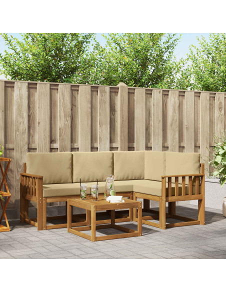 Set di divani da esterno con cuscino 5 pcs Naturale e Beige
