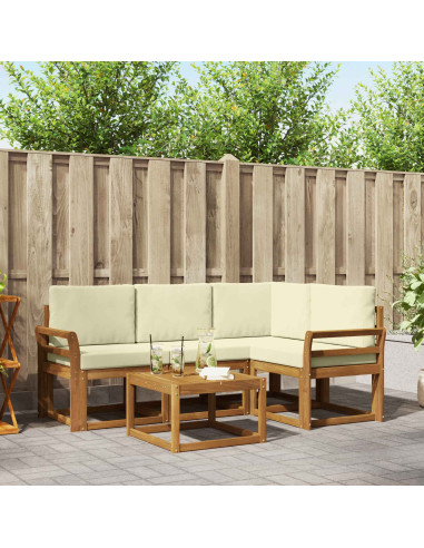 Set di divani da esterno con cuscino 5 pcs Naturale e Crema