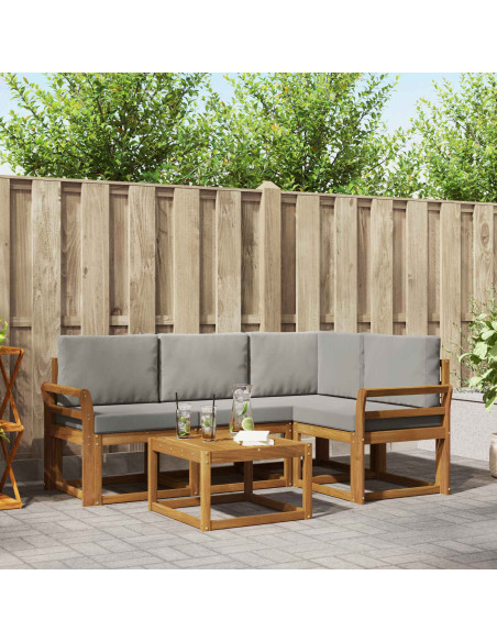 Set di divani da esterno 5 pcs Grigio Naturale e Chiaro