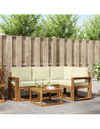 Set di divani da esterno con cuscino 5 pcs Naturale e Crema