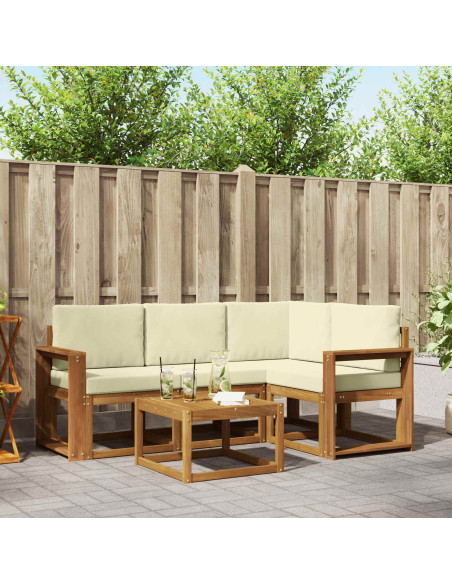 Set di divani da esterno con cuscino 5 pcs Naturale e Crema