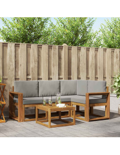 Set di divani da esterno 5 pcs Grigio Naturale e Chiaro