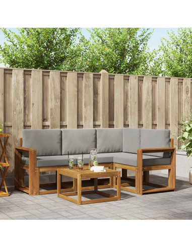 Set di divani da esterno 5 pcs Grigio Naturale e Chiaro