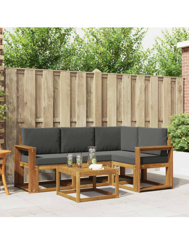 Set di divani da esterno con cuscino 5 pcs Naturale e Antracite