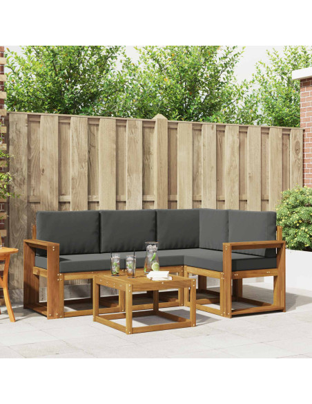 Set di divani da esterno con cuscino 5 pcs Naturale e Antracite