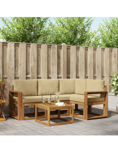 Set di divani da esterno con cuscino 5 pcs Naturale e Beige