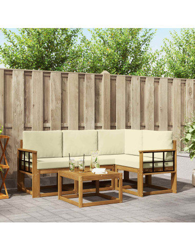Set di divani da esterno con cuscino 5 pcs Naturale e Crema