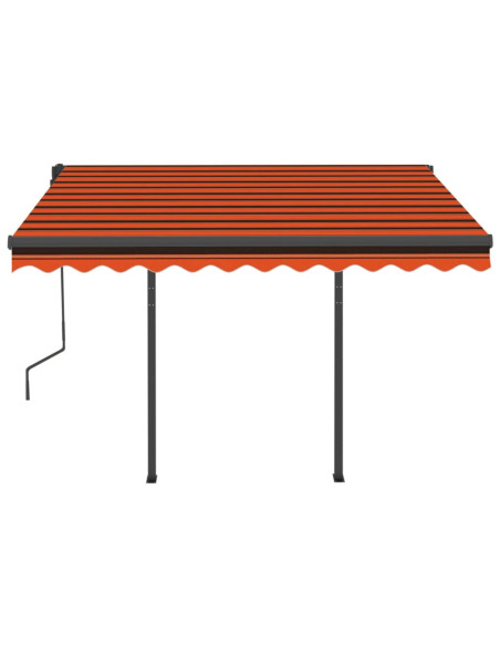 Tenda da Sole Retrattile Manuale Pali 3x2,5 m Arancione Marrone