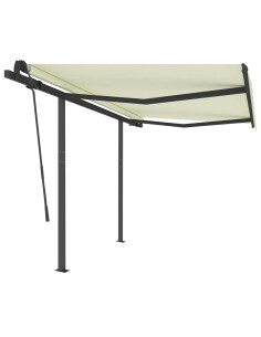 Tenda da Sole Retrattile Manuale con Pali 3,5x2,5 m Crema 2