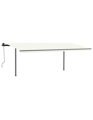 Tenda da Sole Retrattile Manuale con Pali 3,5x2,5 m Crema