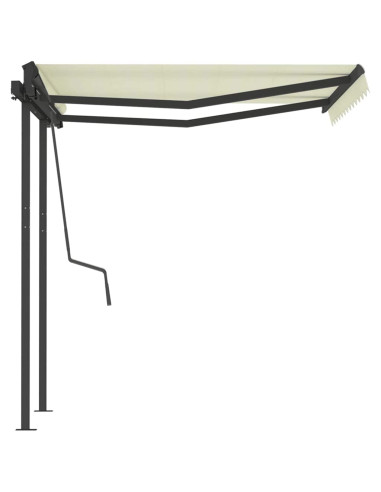 Tenda da Sole Retrattile Manuale con Pali 3,5x2,5 m Crema