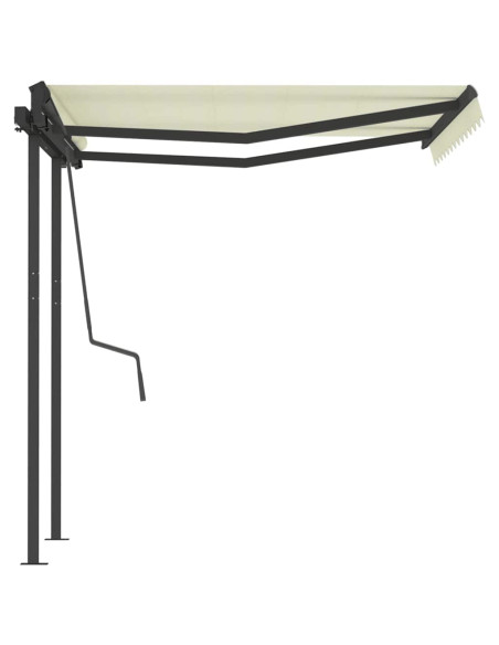 Tenda da Sole Retrattile Manuale con Pali 3,5x2,5 m Crema