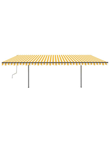Tenda Sole Retrattile Manuale con Pali 3,5x2,5m Gialla Bianca