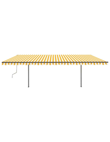 Tenda Sole Retrattile Manuale con Pali 3,5x2,5m Gialla Bianca