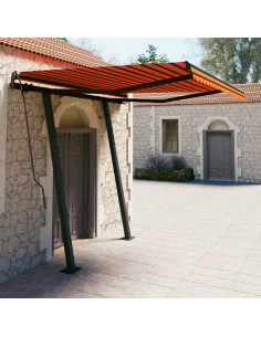 Tenda Retrattile Manuale con Pali 3,5x2,5 m Arancione e Marrone