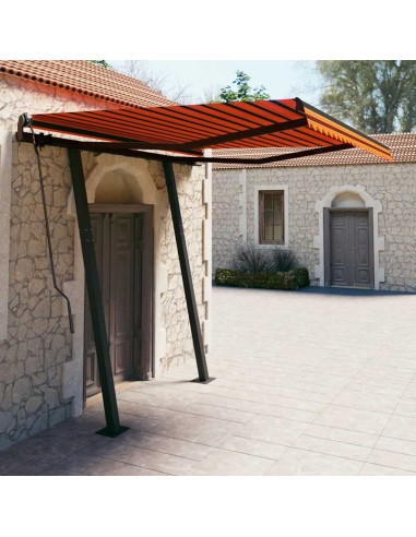 Tenda Retrattile Manuale con Pali 3,5x2,5 m Arancione e Marrone