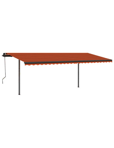 Tenda Retrattile Manuale con Pali 3,5x2,5 m Arancione e Marrone