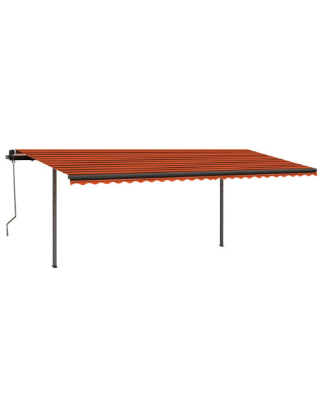 Tenda Retrattile Manuale con Pali 3,5x2,5 m Arancione e Marrone