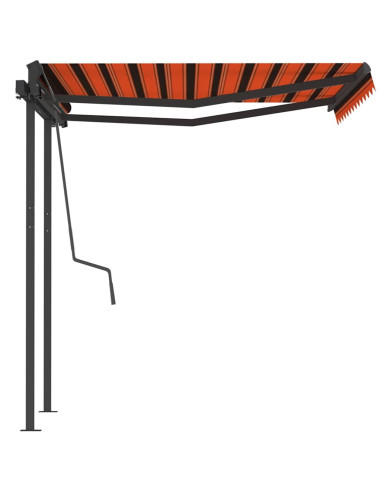 Tenda Retrattile Manuale con Pali 3,5x2,5 m Arancione e Marrone