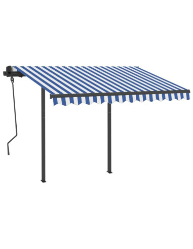 Tenda Automatica Sensore Vento e LED 3,5x2,5 cm Blu e Bianca