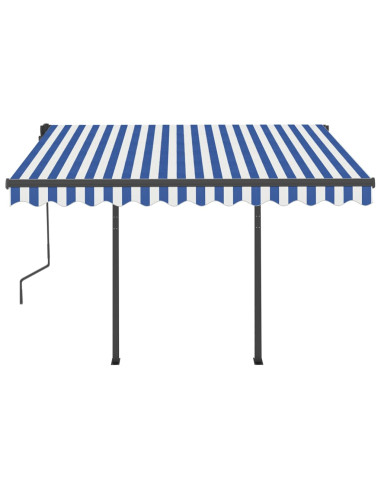 Tenda Automatica Sensore Vento e LED 3,5x2,5 cm Blu e Bianca