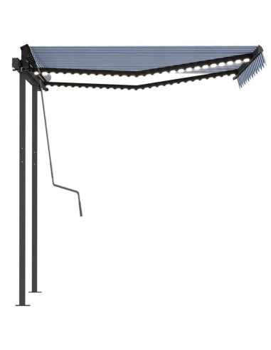 Tenda Automatica Sensore Vento e LED 3,5x2,5 cm Blu e Bianca