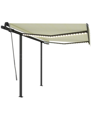 Tenda da Sole Automatica Sensore Vento e LED 3,5x2,5 cm Crema