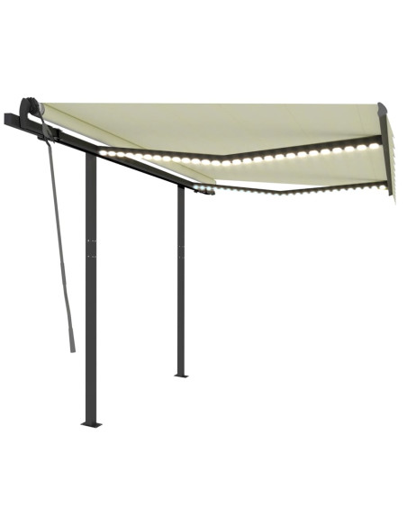 Tenda da Sole Automatica Sensore Vento e LED 3,5x2,5 cm Crema