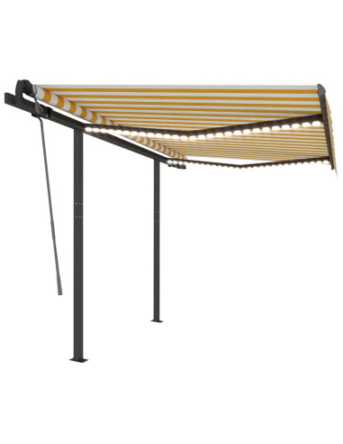 Tenda Automatica Sensore Vento e LED 3,5x2,5 cm Gialla e Bianca