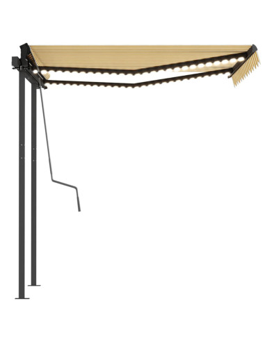 Tenda Automatica Sensore Vento e LED 3,5x2,5 cm Gialla e Bianca