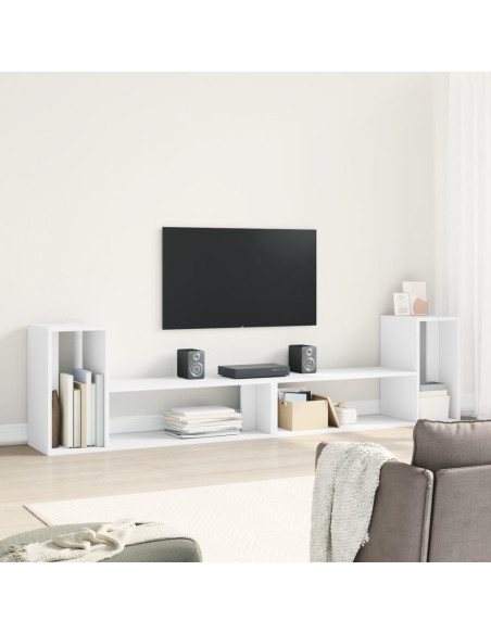 Mobili TV a Parete 2pz Bianchi 100x30x50cm in Legno Multistrato