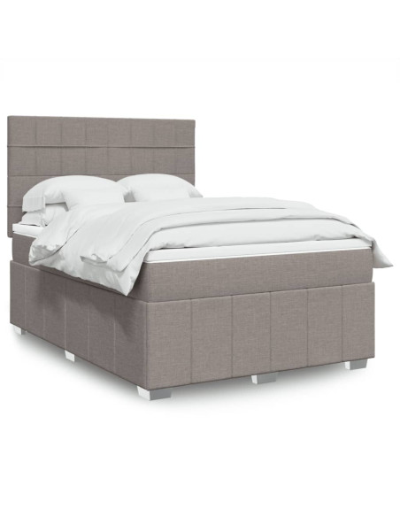 Giroletto a Molle con Materasso Tortora 140x190 cm in Tessuto