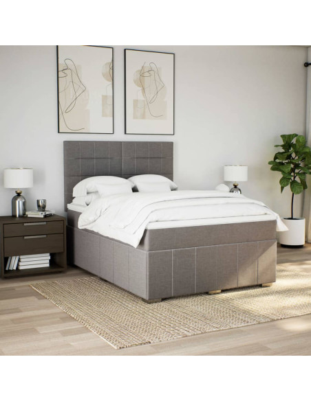 Giroletto a Molle con Materasso Tortora 140x190 cm in Tessuto