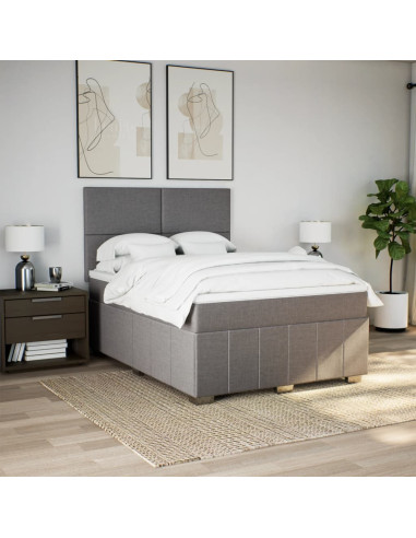 Giroletto a Molle con Materasso Tortora 140x190 cm in Tessuto