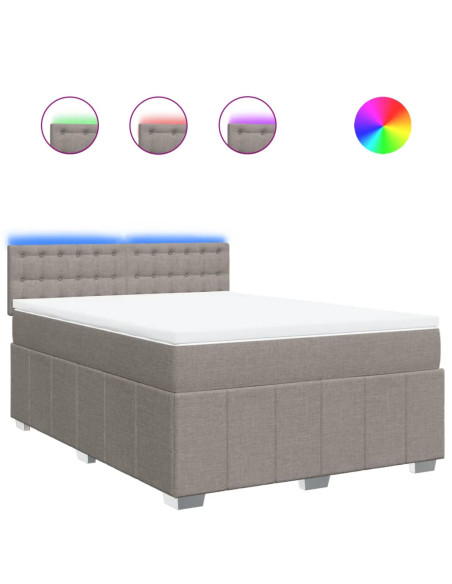 Giroletto a Molle con Materasso Tortora 140x190 cm in Tessuto