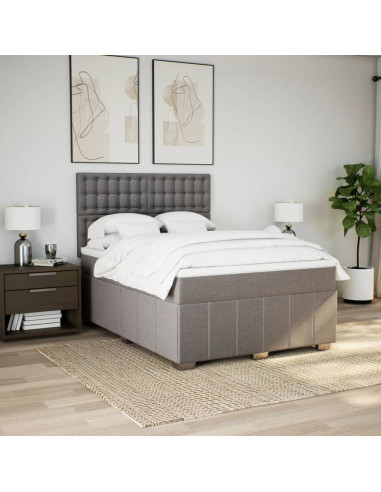 Giroletto a Molle con Materasso Tortora 140x190 cm in Tessuto