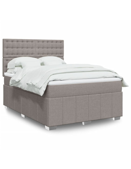 Giroletto a Molle con Materasso Tortora 140x190 cm in Tessuto