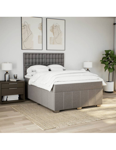 Giroletto a Molle con Materasso Tortora 140x190 cm in Tessuto