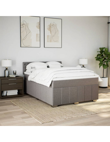 Giroletto a Molle con Materasso Tortora 140x190 cm in Tessuto