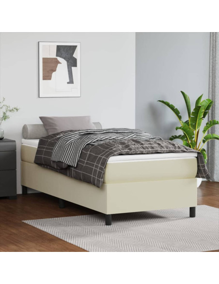 Giroletto a Molle con Materasso Crema 90x200 cm in Similpelle