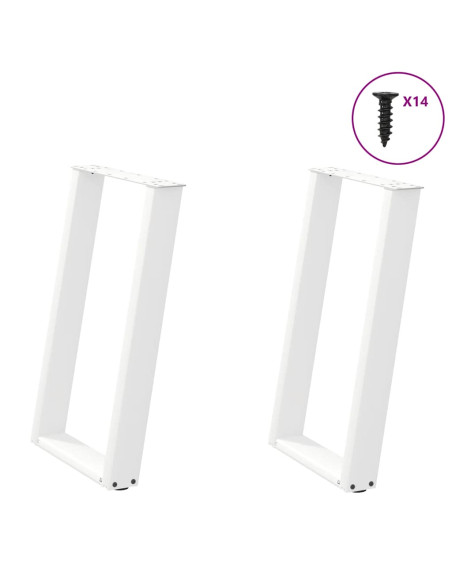 Gambe per tavolo da pranzo a forma di U 2 pz bianche 60x(72-73) cm in acciaio