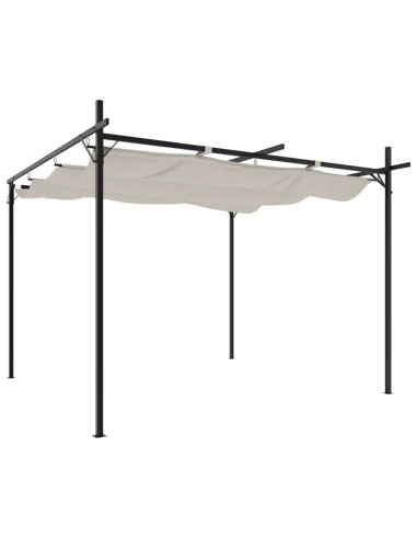 Pergola con Tetto Retrattile Crema 295x292x230 cm