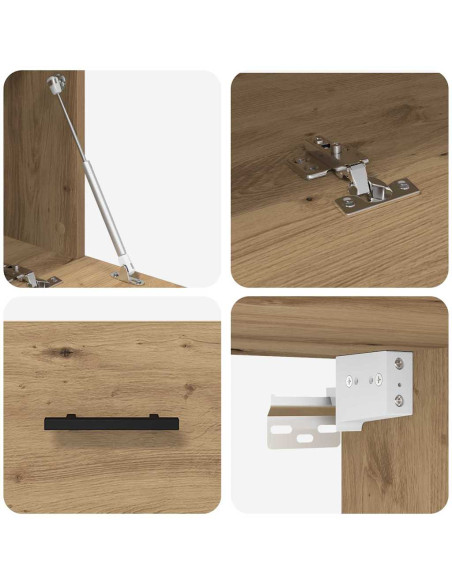 Armadietto a muro rovere artigianale 80 x 36.5 x 35 cm