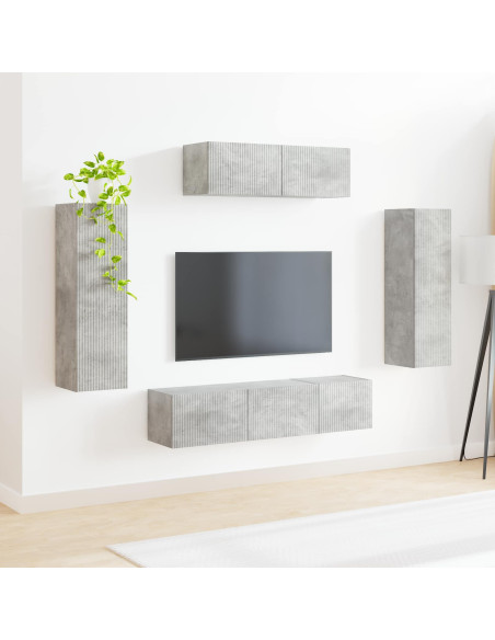 Mobile TV 5 pcs Grigio cemento