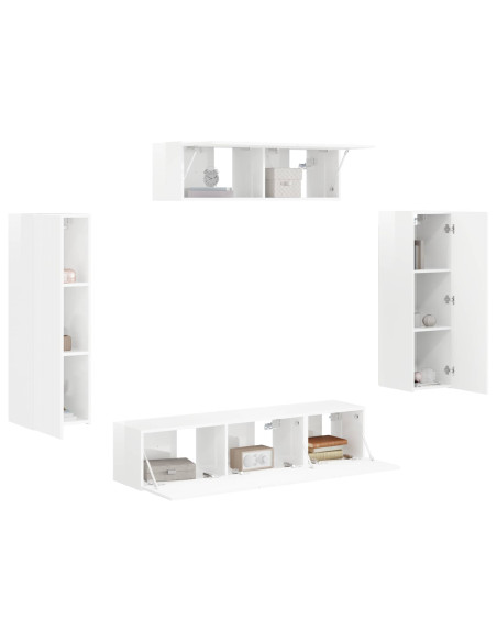 Mobile TV 5 pcs Bianco Lucido