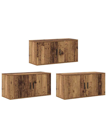 Set Mobile TV da Parete 3 pcs Legno vecchio 80 x 34,5 x 40 cm